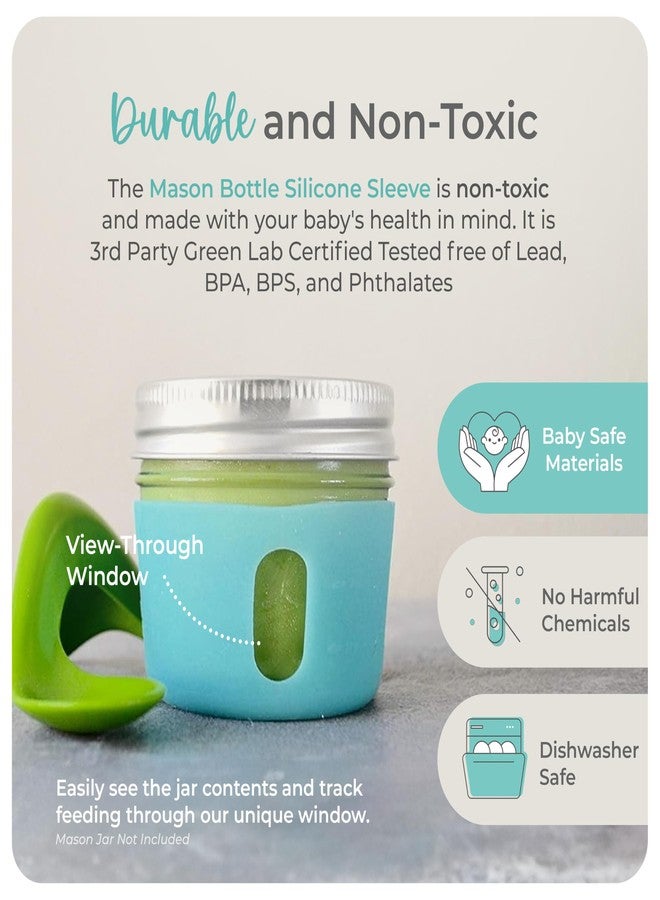 Mason Bottle 4oz Mason Jar Silicone Sleeve (2-Pack) - Regular Mouth Sleeve - Non-Toxic, Dishwasher Safe Small Mason Jar Sleeve for Grip & Protection - Made in USA (Jar NOT Included) - Image 4